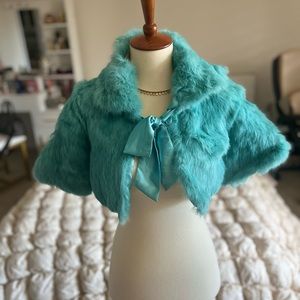 NWT Vintage Teal Fur Bolero Made in Italy